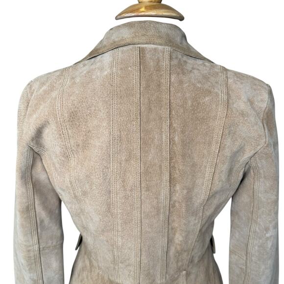Colebrook Classics Genuine Leather Suede Camel Tan Collared Jacket Size Small - Picture 10 of 16